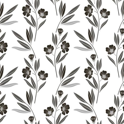 Vector image monochromatic silhouettes of branches with flowers on white