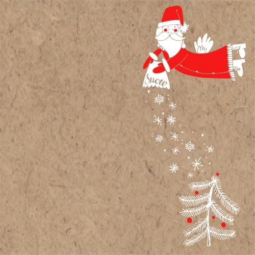 Santa claus. Vector father frost scatters snowflakes on the tree space for text on craft