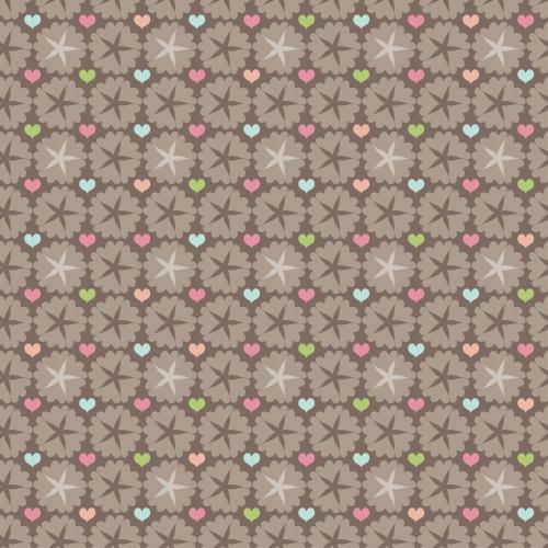Romance. Vector multicolored heart shapes and abstract flowers in a brown tone