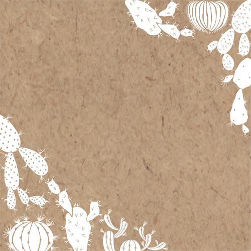Cactus. Vector white cactus silhouettes text area on craft corner composition