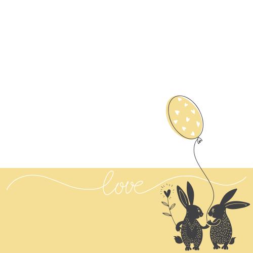 Vector image two cartoon bunnies in love with a balloon, love