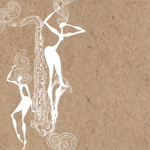 Vector image saxophone dancing women place for text on craft