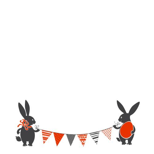 Rabbit. Vector two easter rabbits with a garland space for text on white