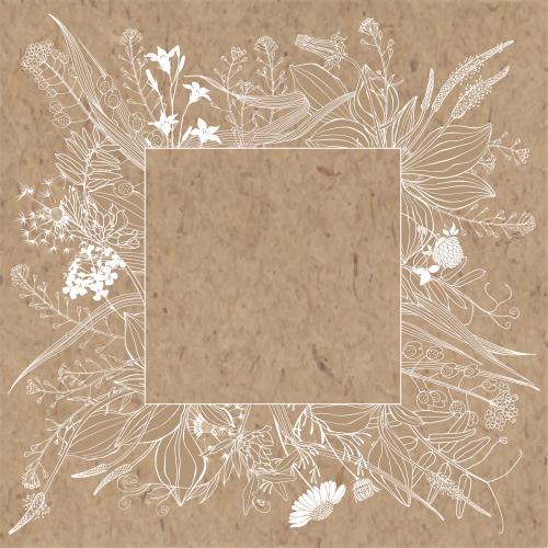 Grass. Vector meadow grasses and flowers square area for text in the middle on craft