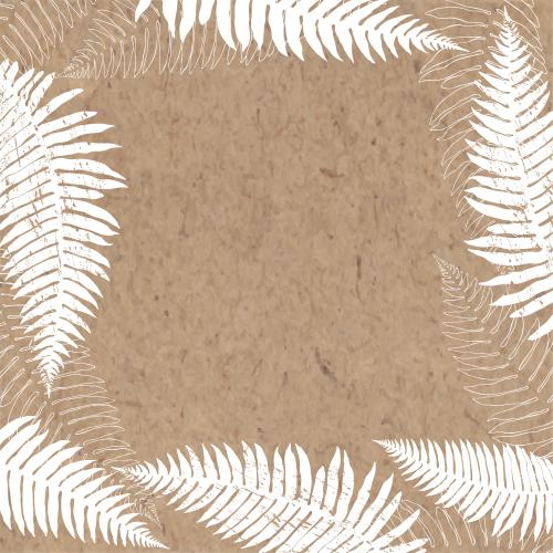 Fern. Vector fern leaves, place for text on craft paper