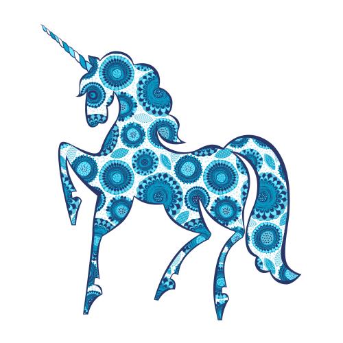 Unicorn. Vector decorative unicorn on white