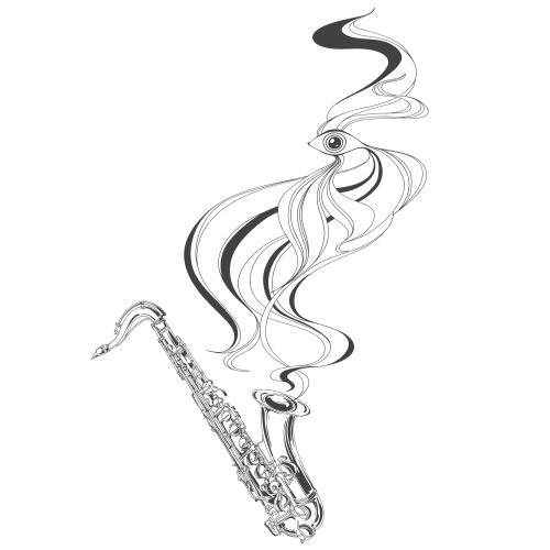 Saxophone. Vector saxophone stylized fish on white