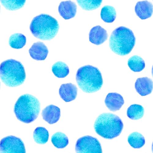 Raster image round blue watercolor spots on white