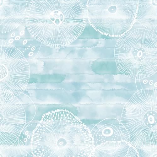 Vector image abstract marine creatures text area on blue watercolor