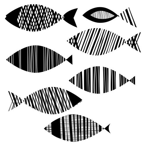 Illustration abstract fish on white