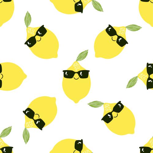 Vector image cartoon lemons in sunglasses on white background