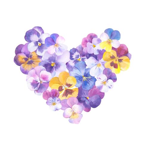 Raster image watercolor anya's eyes heart-shaped composition on white