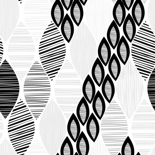 Vector image abstract monochrome leaves in stripes on white
