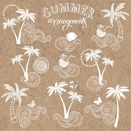 Object. Vector compositions on the theme of summer leisure on craft