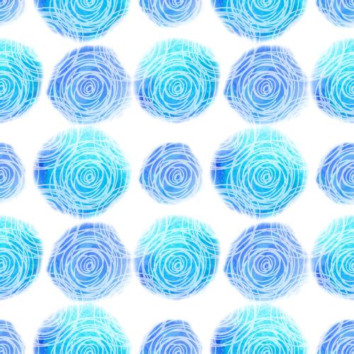 Raster image decorative contour and watercolor circles on white