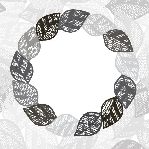 Frame. Vector round leaf frame with text space on white