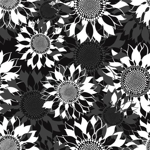 Sunflower. Vector sunflowers on black