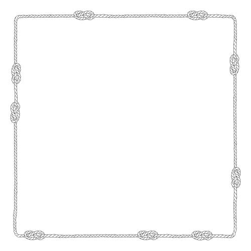 Rope. Vector rope with nautical knots, text area, square frame on white