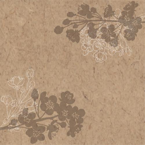 Apricot. Vector blooming apricot branches, craft text area, corner composition