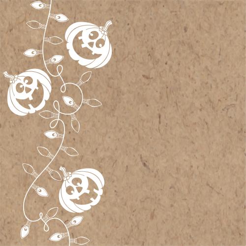 Autumn. Vector three cheerful pumpkins garland place for text on craft