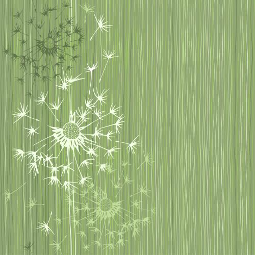 Dandelion. Vector dandelions vertical lines on green