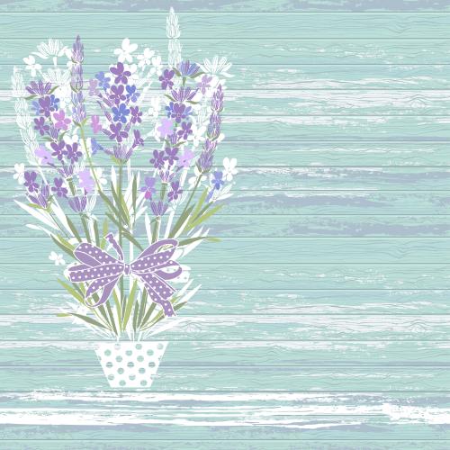 Tree. Vector bouquet of lavender, space for text on textured colored boards