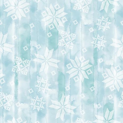 Vector image white stars-snowflakes made of dots on blue watercolor