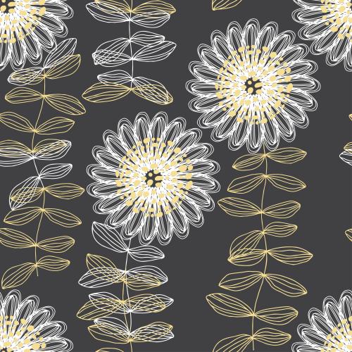 Vector image decorative flowers on black