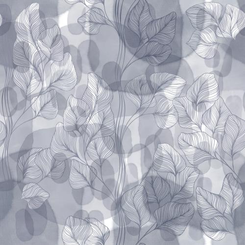 Raster image branches with leaves on gray watercolor