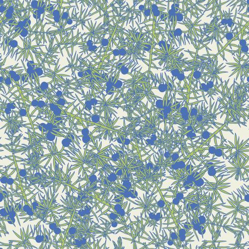 Berry. Vector Pattern juniper branches with blue berries on light