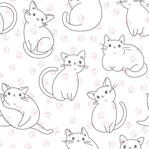 Vector image cute cartoon kitties paw prints on white