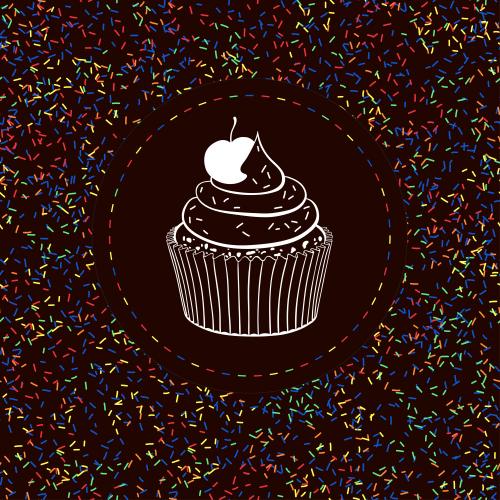 Cupcake. Vector cake with cherry