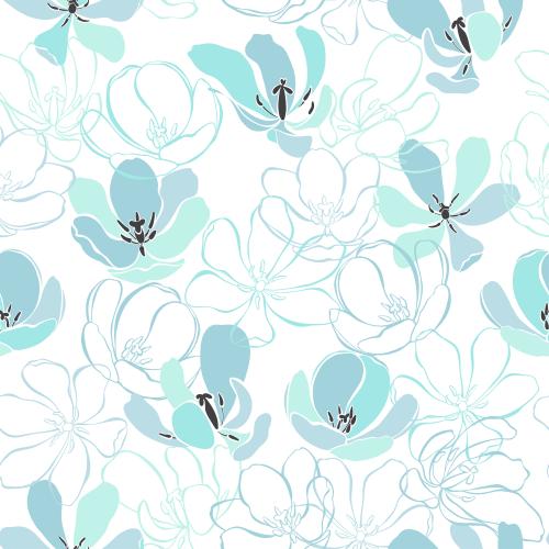 Tulip. Vector tulips blue pastel shades on white