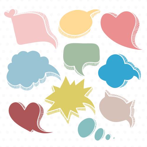 Vector image clouds for dialogue, colorful silhouettes on light