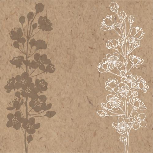 Apricot. Vector blooming apricot branches, place for text on craft
