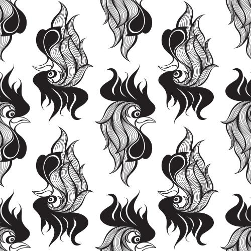 Rooster. Vector decorative rooster heads on white