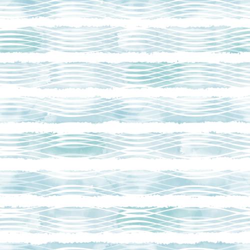 Illustration decorative waves on blue striped watercolor