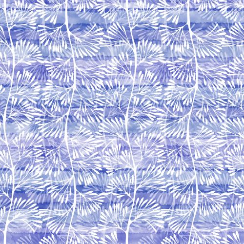 Raster image silhouettes of decorative wavy plants on watercolor