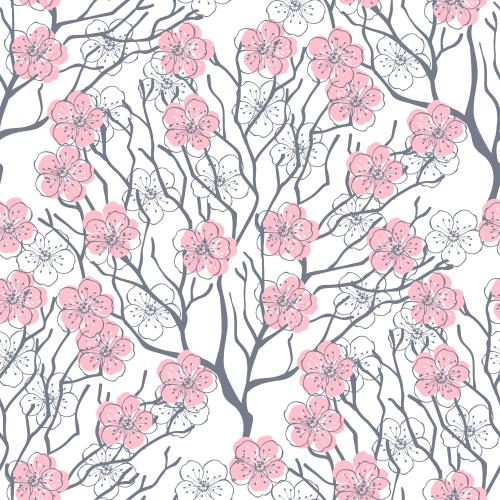 Tree. Vector decorative flowering trees on white