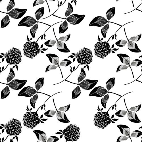 Floral. Vector clover silhouettes on white