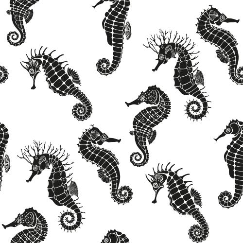 Vector image seahorses black silhouettes on white