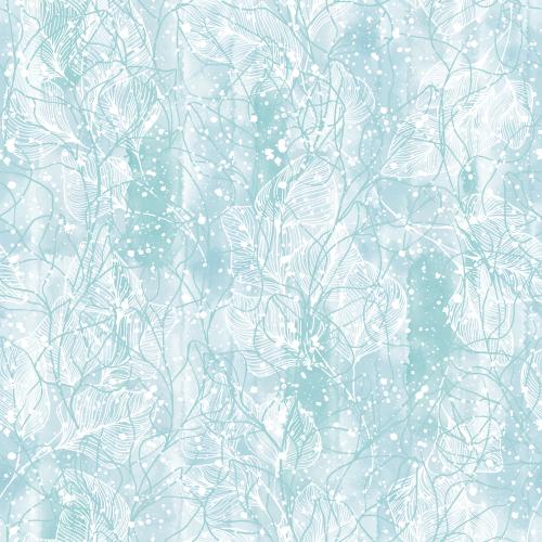 Vector image twigs with leaves, decorative spots on blue watercolor