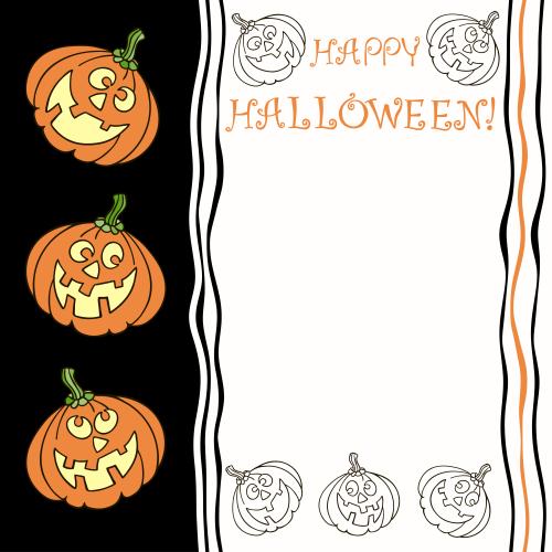 Halloween. Vector cute pumpkin lanterns with happy halloween message and space for text