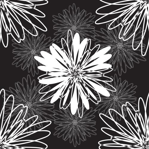Illustration white flowers on black