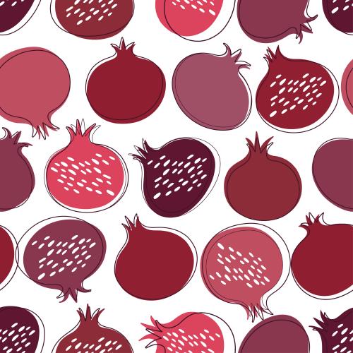 Pomegranate. Vector stylized pomegranates on white