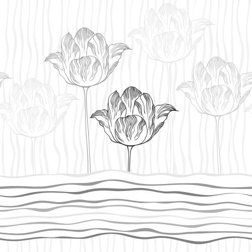 Tulip. Vector monochromatic tulips, vertical and horizontal wavy stripes