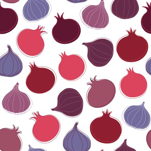 Pomegranate. Vector pomegranates and figs on white