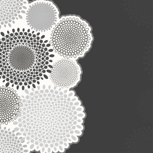 Vector image monochromatic flower abstract composition on dark