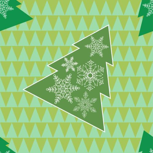 Christmas tree. Vector trees with snowflakes on a background of triangles