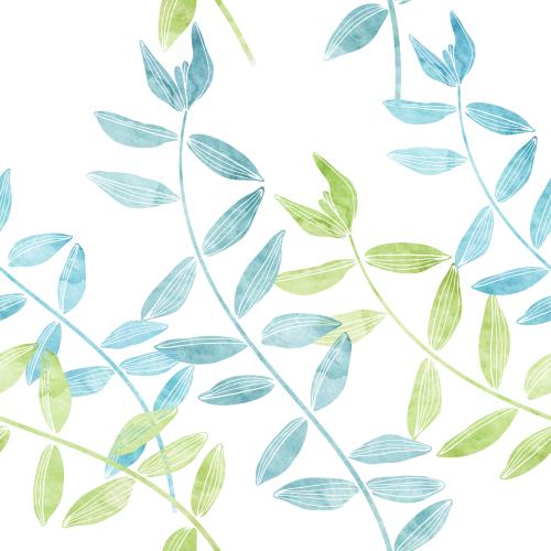 Raster image watercolor sea algae on white